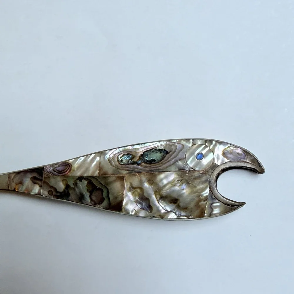 Silver Abalone Fish Bottle Opener Mid Century Barware Gift Decor Coastal